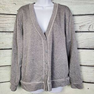 All In Motion Women’s Cardigan Gray Button Front Lounge Top Size L